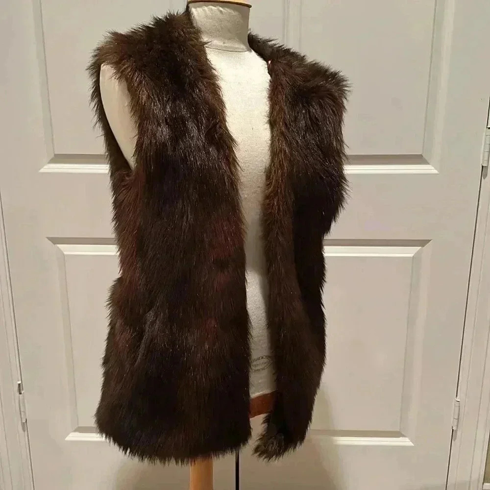 Zara Brown Faux Fur Vest